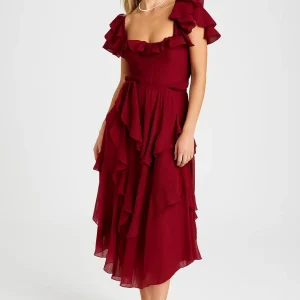 Ruche Jurk met Strikdetail | Romantisch Silhouet | Lichtgewicht en Ademend