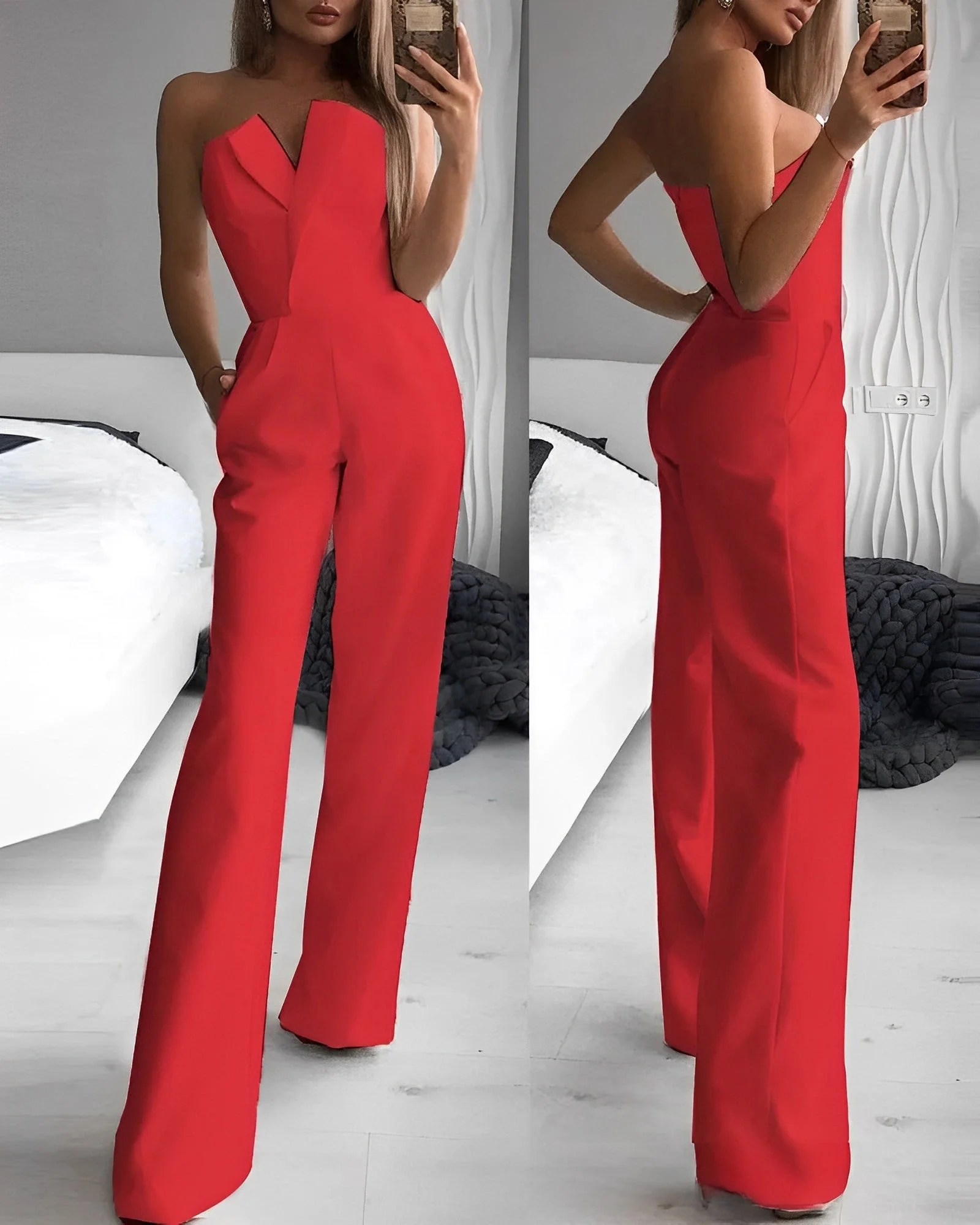 Belina - Mouwloze Jumpsuit met V-Hals voor Dames | Stijlvolle en Comfortabele Outfit - Afbeelding 4