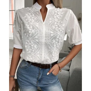 Rani - Elegante Korte Mouwen Blouse voor Dames | Stijlvolle en Comfortabele Zomerblouse