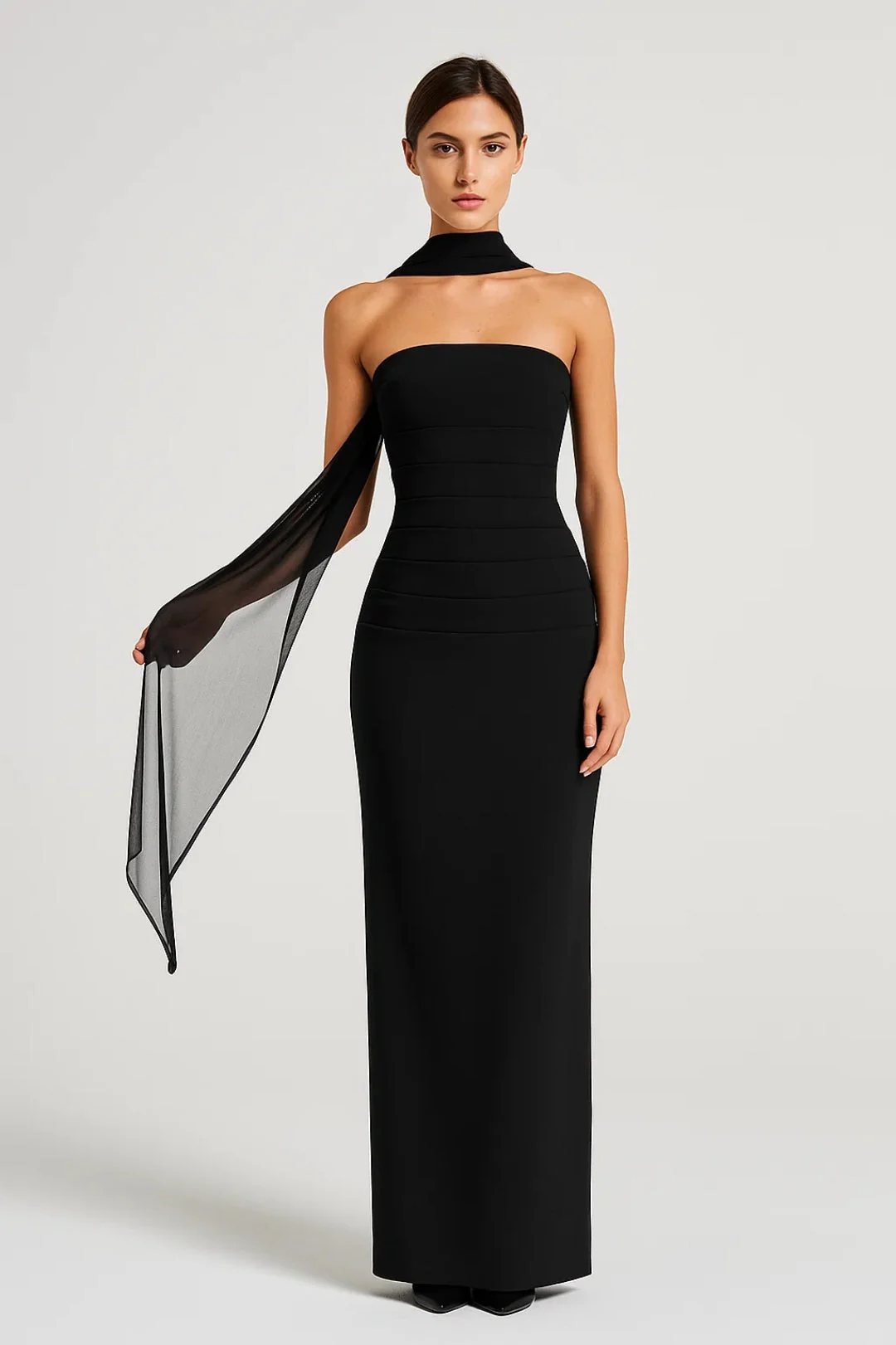 Maxi Jurk Dames - Strapless met Sjaal Detail | Elegant - Afbeelding 6