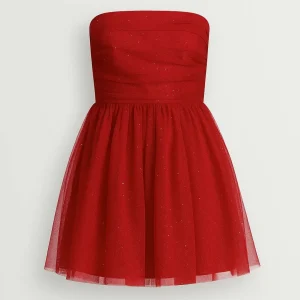 Mini Jurk Dames - Strapless met Volumineuze Tule Rok | Feestelijk