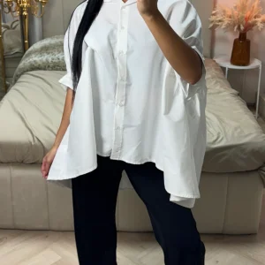 Super Oversized Blouse Button Down Sleeve Detail