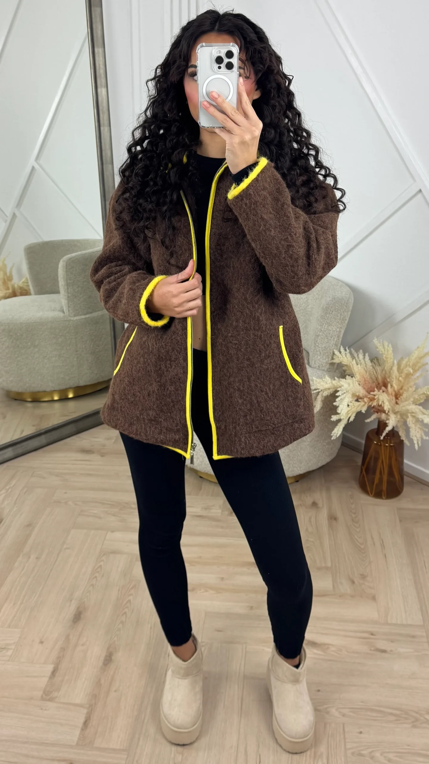 Teddy Jas met Contrast Details en Rits - Afbeelding 9