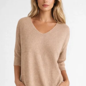 Trui Dames - Oversized V-Hals met Driekwart Mouw | Casual