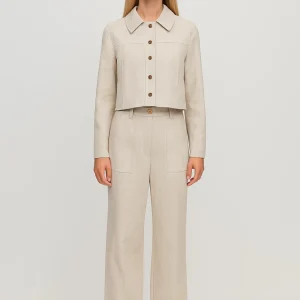 Tweedelige Set | Cropped Jasje en Rechte Broek | Natuurlijke Elegantie