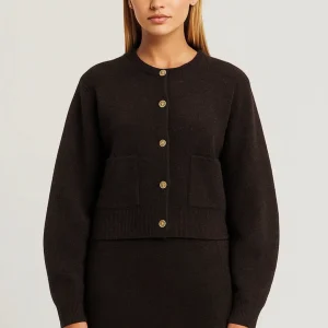 Set Dames - Cropped Cardigan met Gouden Knopen en Mini Rok | Chique