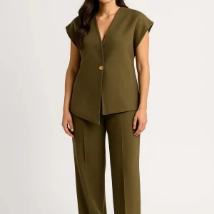 Set Dames - Mouwloos Gilet met Pantalon en V-hals | Elegant