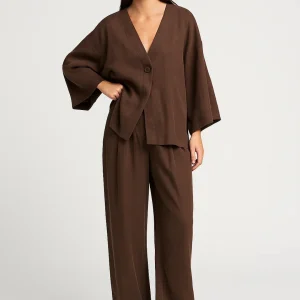 Set Dames - Kimono Blazer met Wijde Broek en V-hals | Elegant