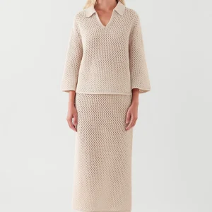 Tweedelige Set | Gehaakte Top met Kraag en Rok | Licht en Comfortabel