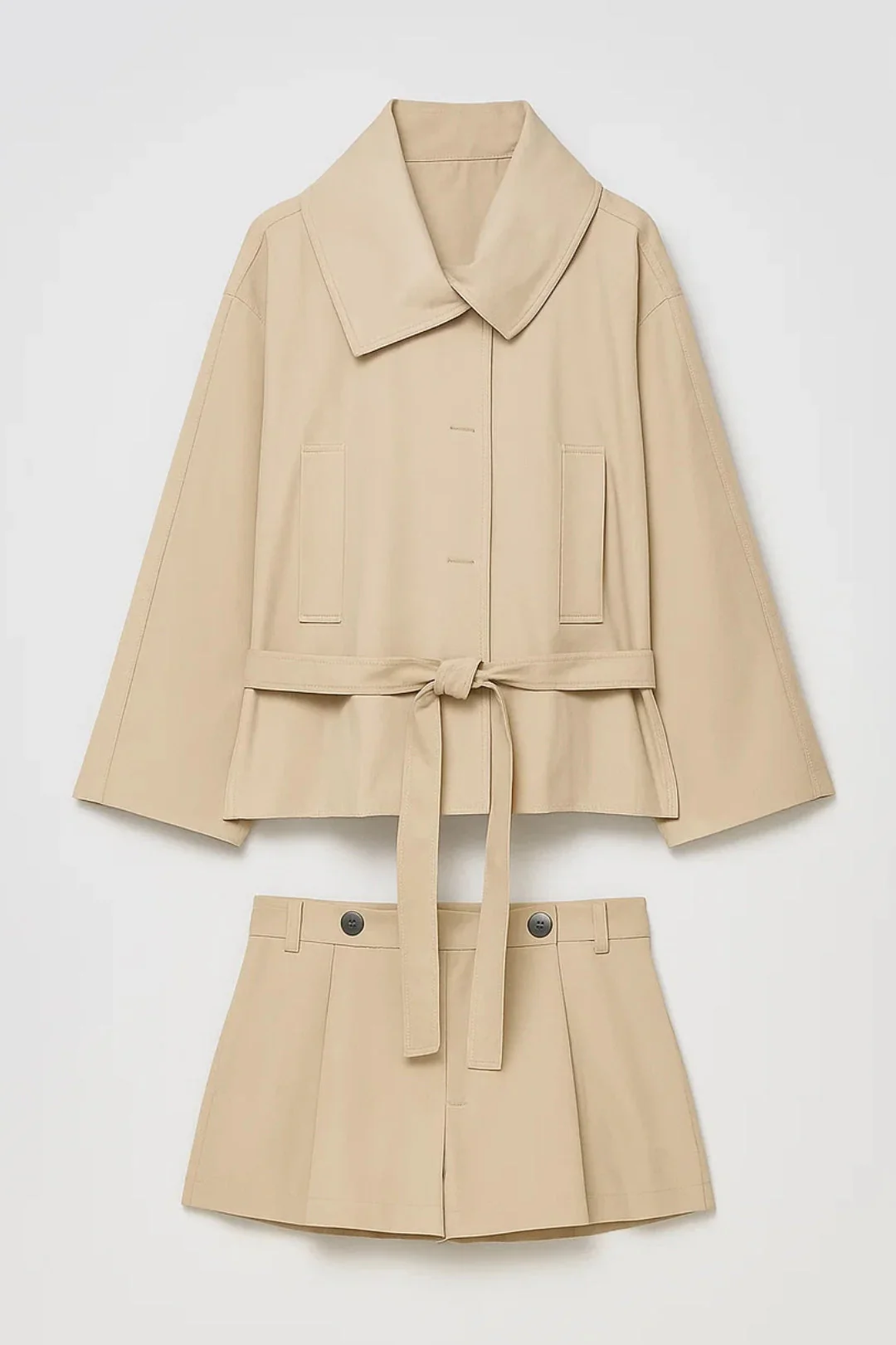 Tweedelige Set | Losvallende Jas en Korte Broek | Minimalistische Chic - Afbeelding 3