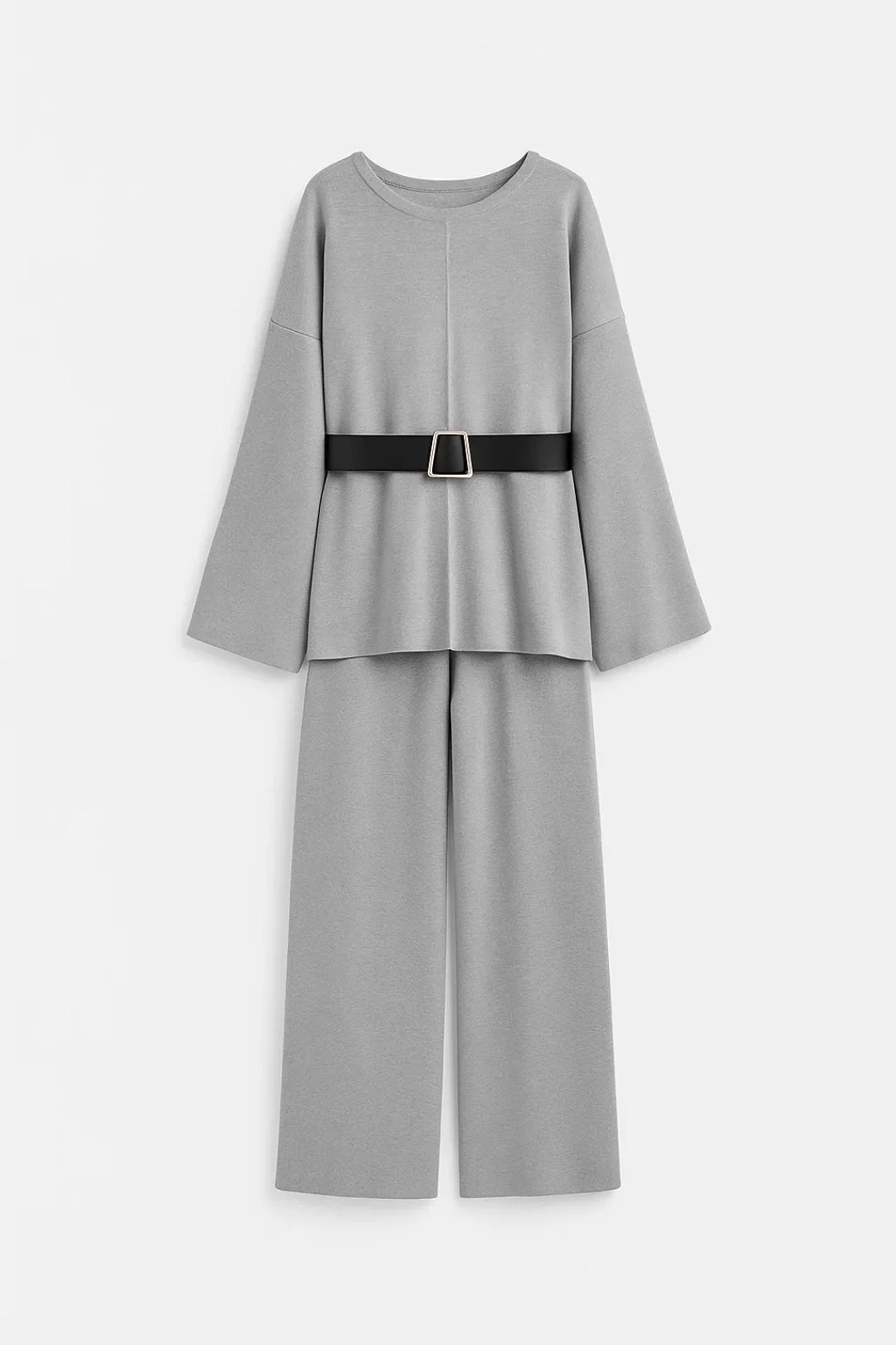 Tweedelige Set | Wijde Broek en Tuniek met Riem | Gedefinieerde Comfortstijl - Afbeelding 3