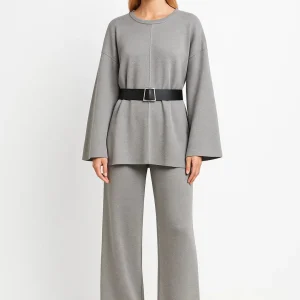 Tweedelige Set | Wijde Broek en Tuniek met Riem | Gedefinieerde Comfortstijl