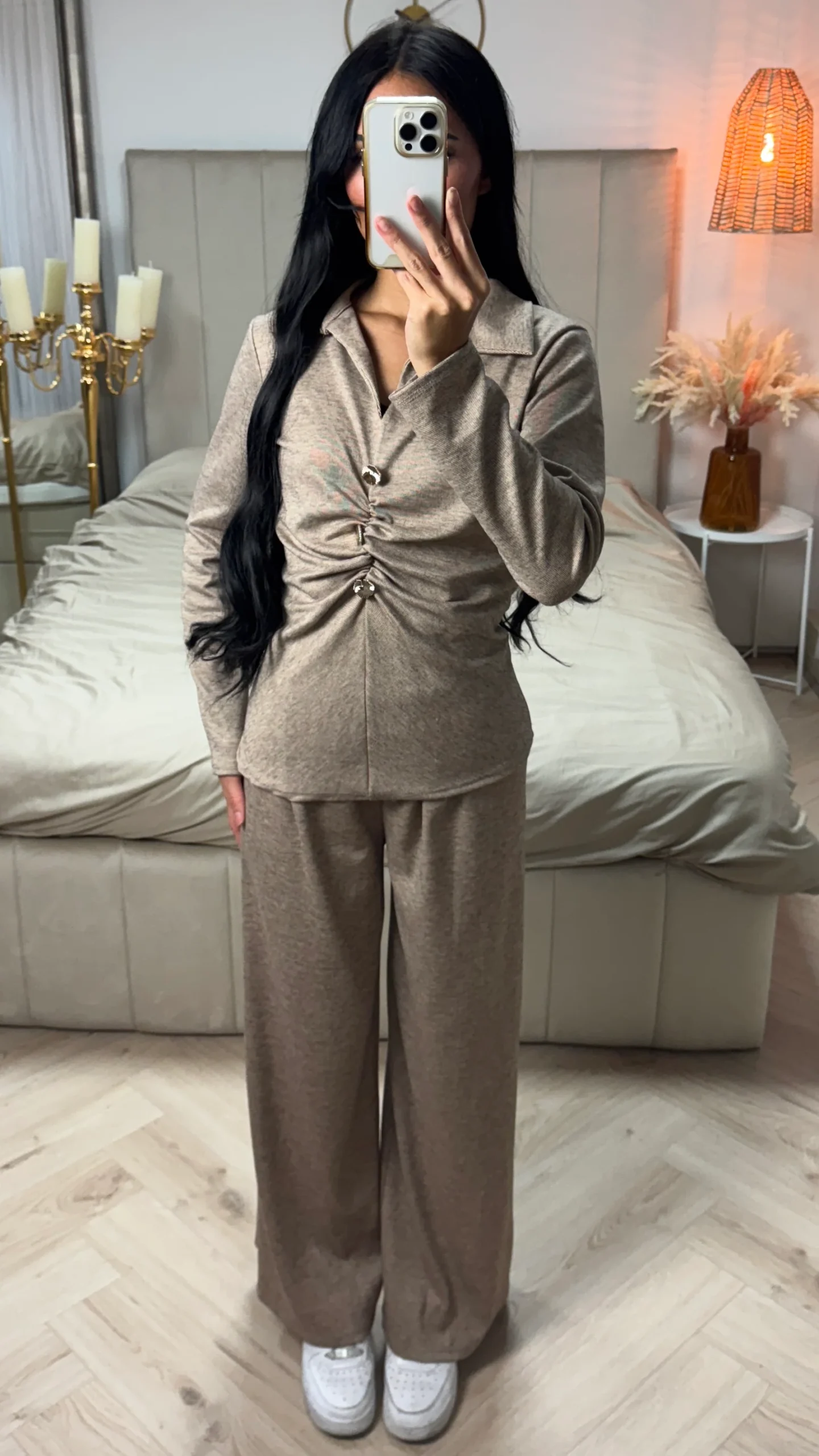 Two-Piece Set met Gerimpelde Top en Wide Leg Broek - Afbeelding 8