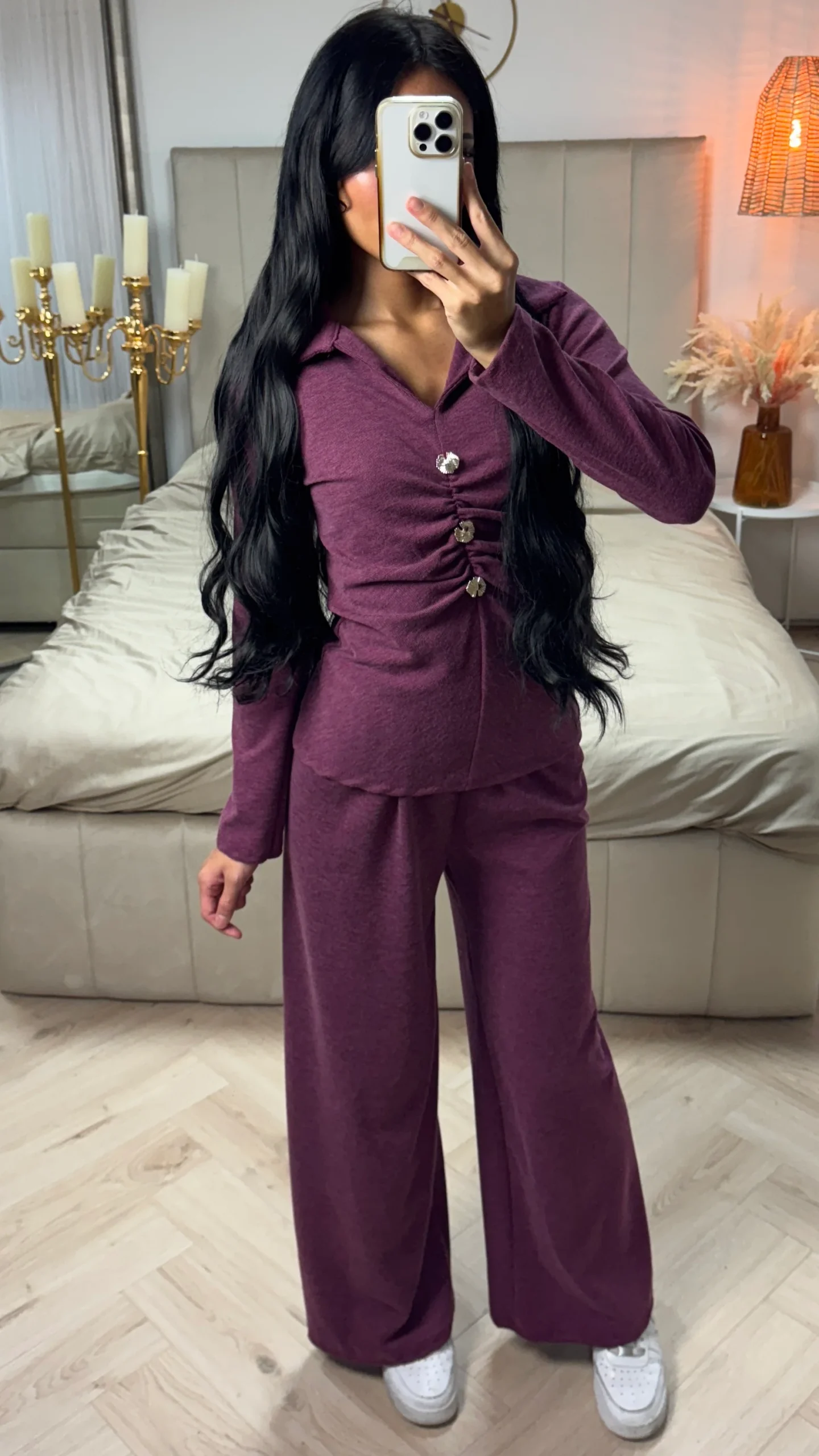 Two-Piece Set met Gerimpelde Top en Wide Leg Broek - Afbeelding 7