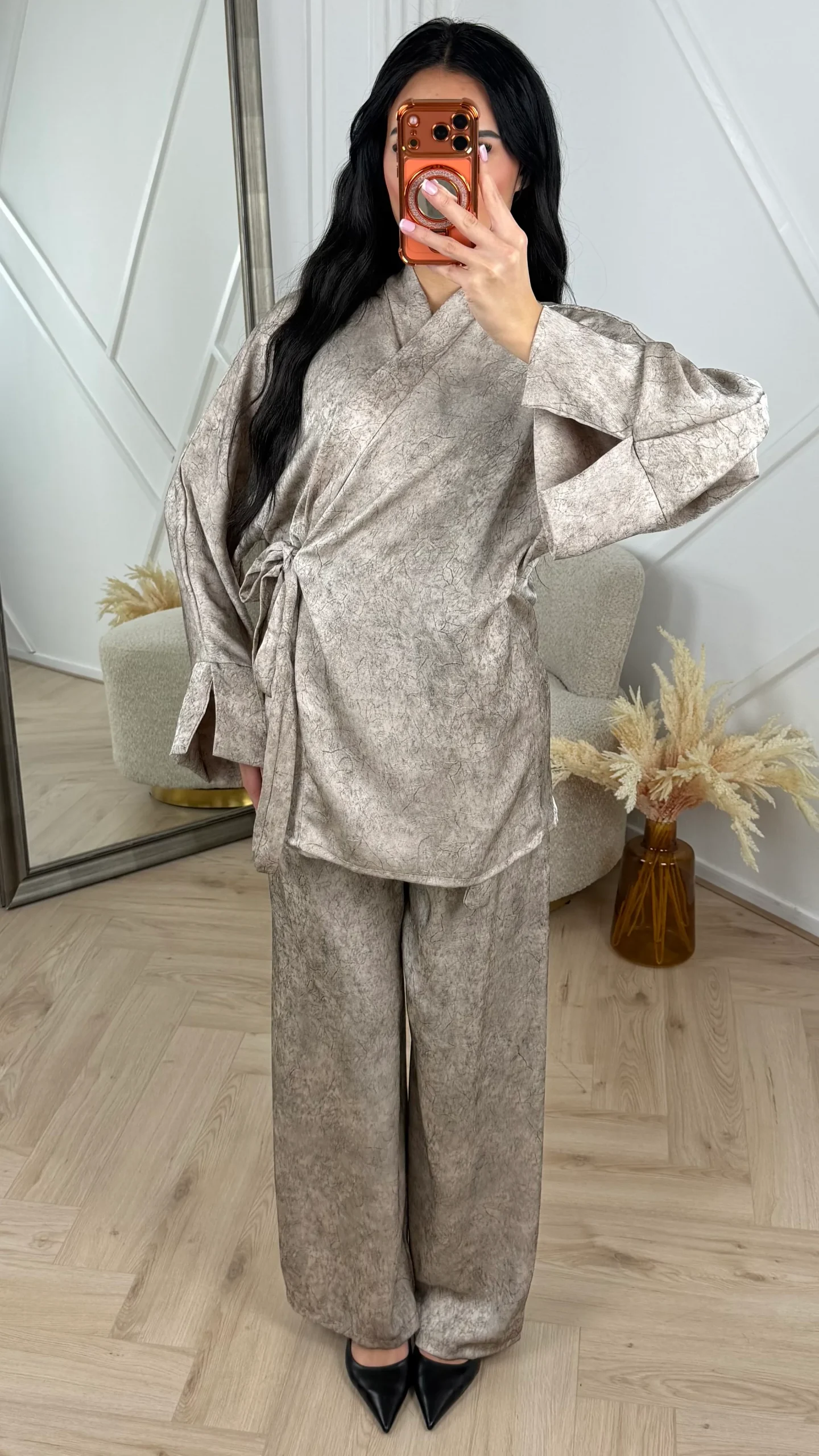 Two-Piece Set met Overslag Top en Wijde Broek - Afbeelding 2