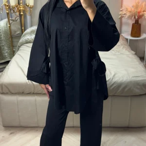 Wide Sleeve Oversized Blouse Side Bows Detail