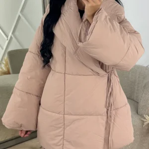 Wrap Puffer Jas met Strikdetail