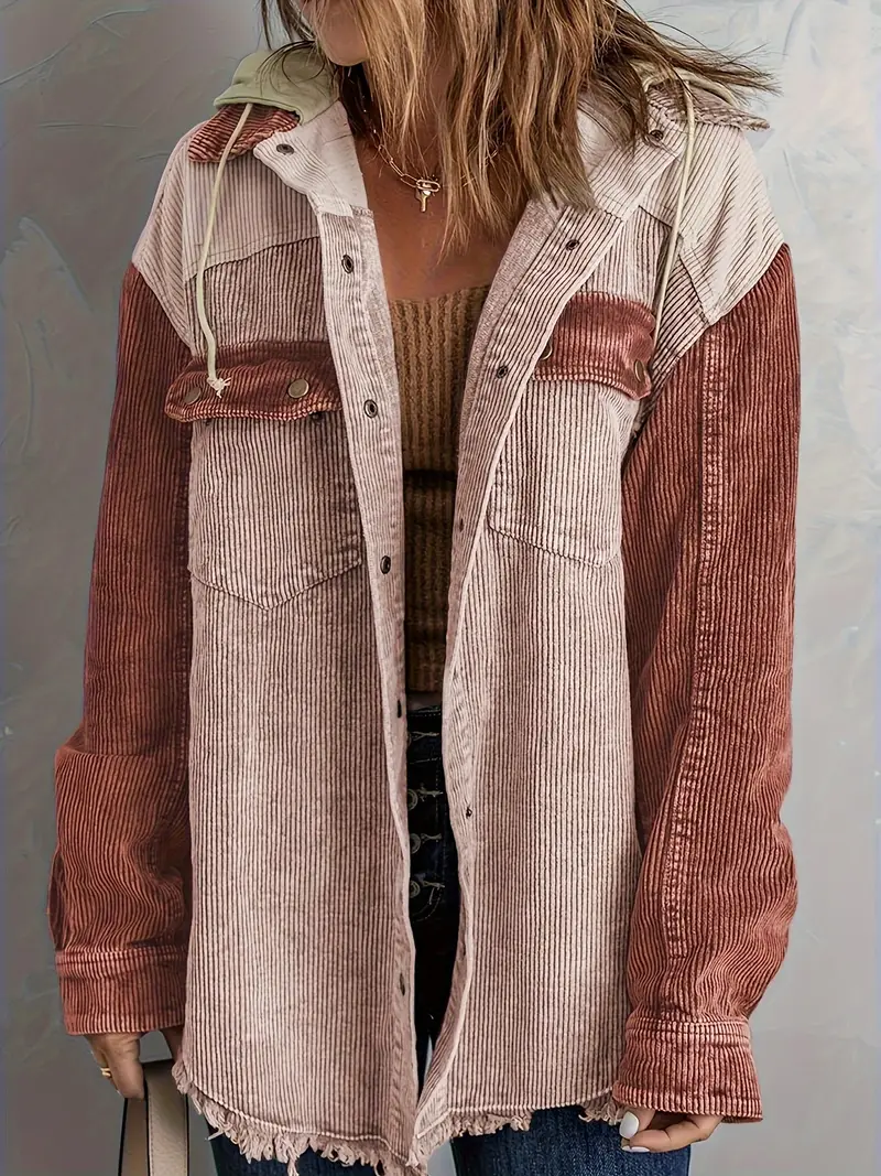 Adele - Kleurblok Hoodie Jas voor Dames | Perfect voor Herfst en Winter - Afbeelding 4