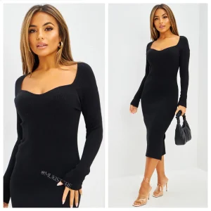 Ribbed split dress décolleté TL163