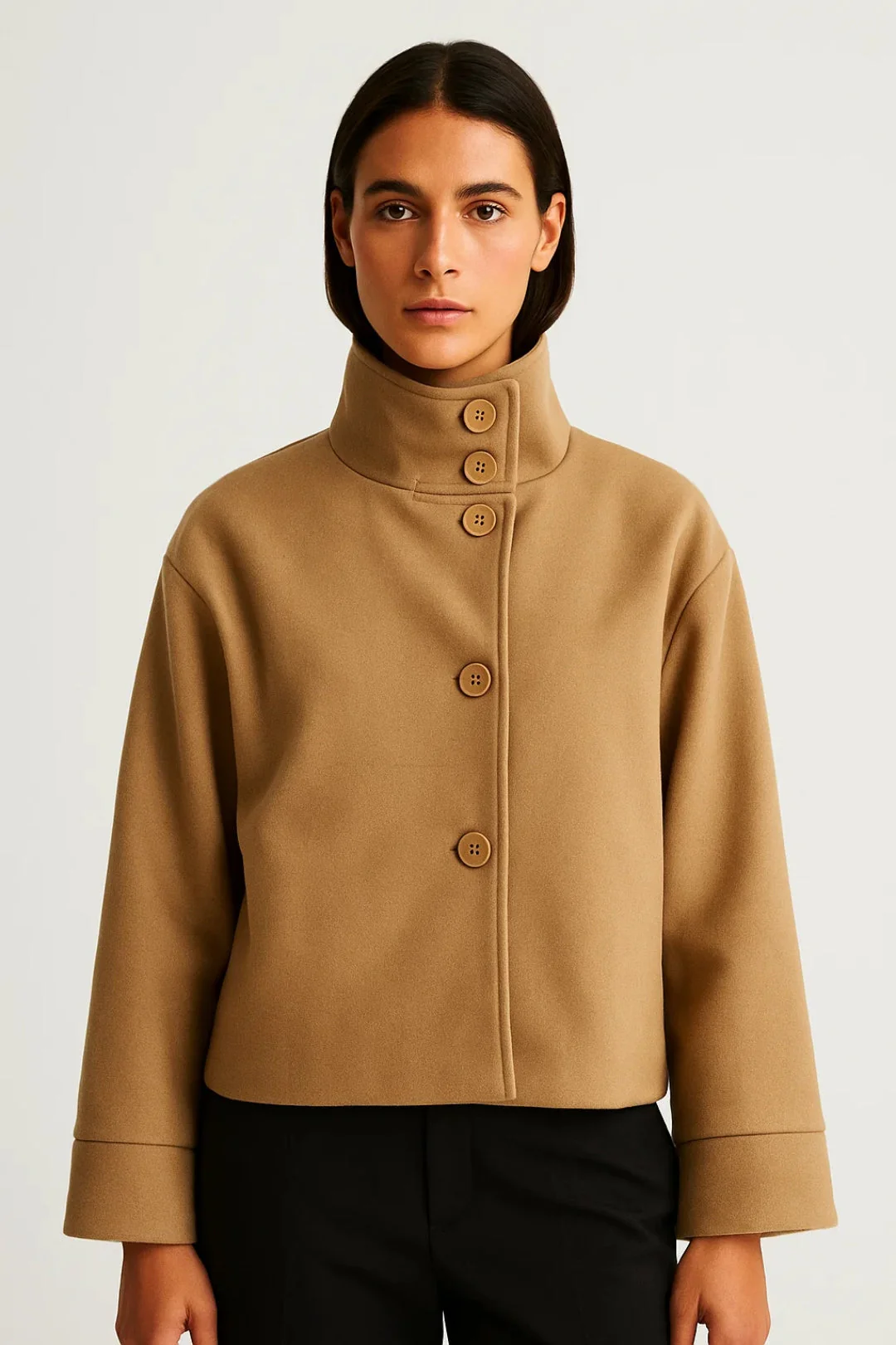 Dames Jas | Elegant Straight | Hoge Kraag | Winter - Afbeelding 2