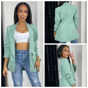 Bestseller Pocket And Ruffle Detail Sleeves Blazer With Lining