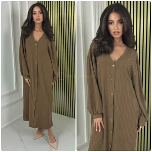 Blouse Maxi V Neck Curved Line Thick Material