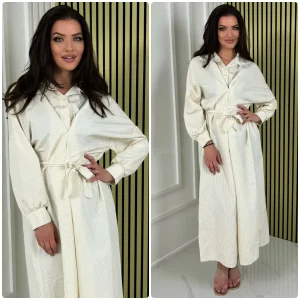 Blouse V Neck Tie Bellt Stripes Dress