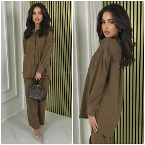 Blouse Wide Leg Set Thick Curved Line Material