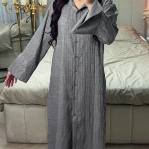 Button Blouse Dress Wave Material