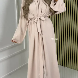 BY FARAH Essential Tie Belt Crepe Kimono + Underdress