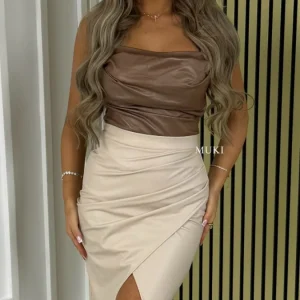 BY FARAH Faux Leather Wrapped Skirt