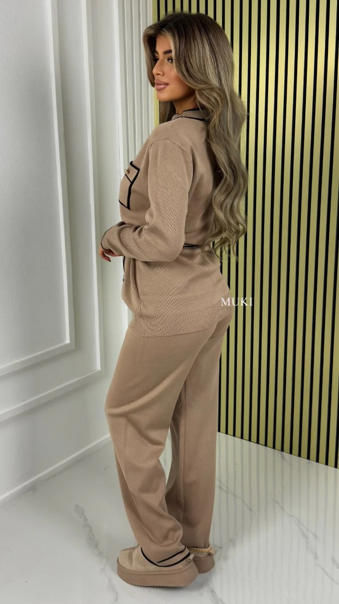 BY FARAH Premium Knit Tie Belt Set Golden Button Details - Afbeelding 8