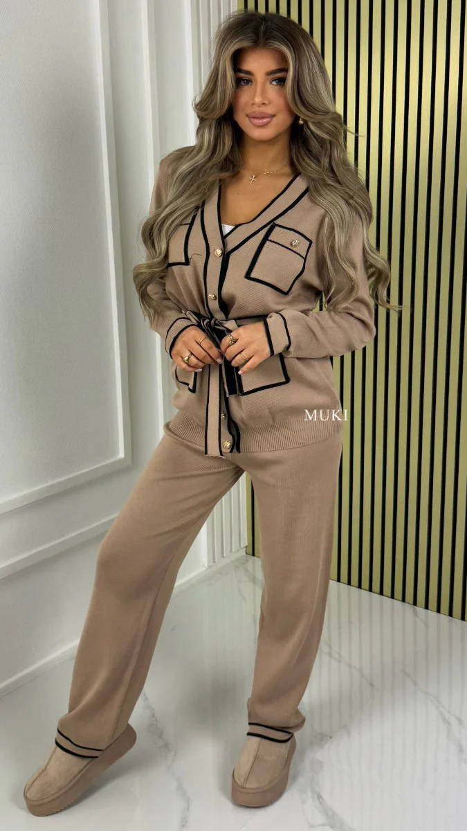 BY FARAH Premium Knit Tie Belt Set Golden Button Details - Afbeelding 6