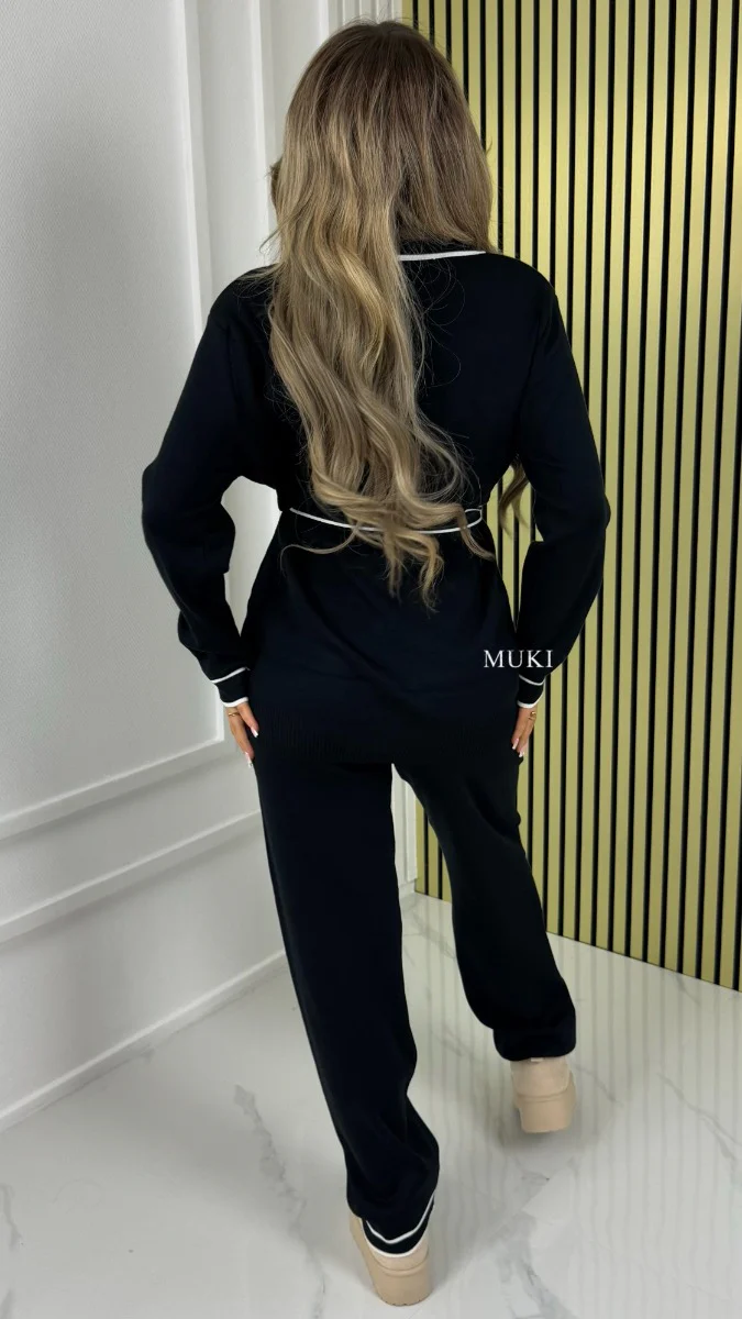 BY FARAH Premium Knit Tie Belt Set Golden Button Details - Afbeelding 4