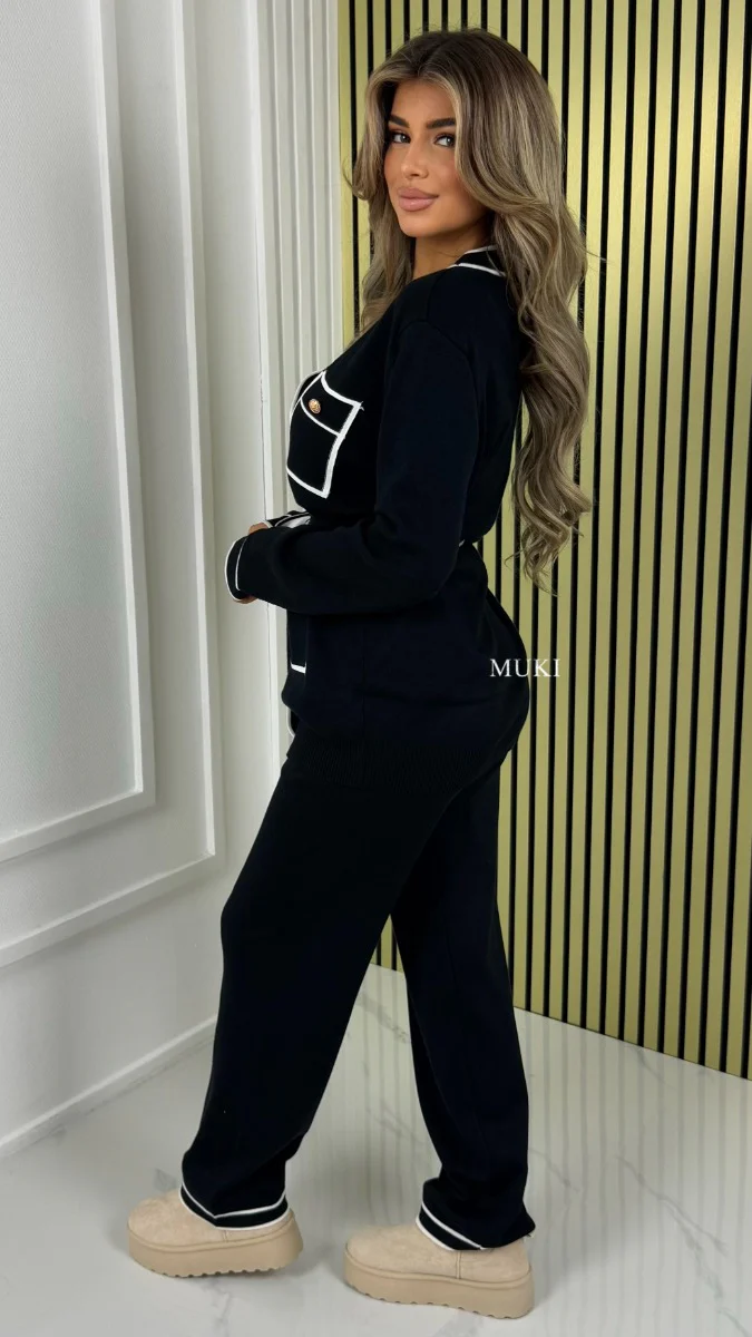 BY FARAH Premium Knit Tie Belt Set Golden Button Details - Afbeelding 3