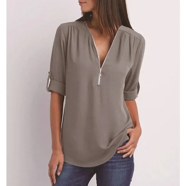 Stijlvolle V-Hals Blouse – Veelzijdig en Elegant - Afbeelding 4