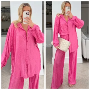 Glossy Zigzag Blouse Set