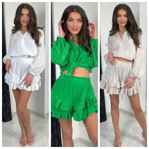 Soft Cheesecloth Anglaise Broderie Crop Set Premium Quality