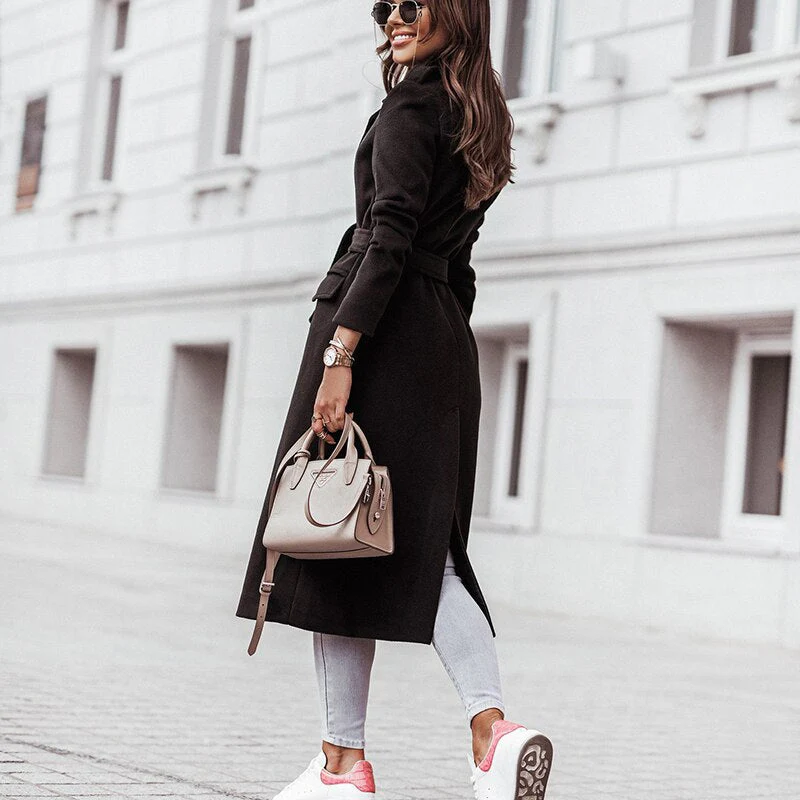 Amani - Lange Mantel met V-Hals voor Dames - Afbeelding 7