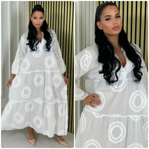 Collar Embroidery Pleated Dress