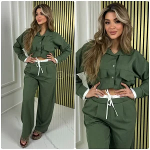 Crop Blouse White Detail Set