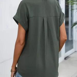 Maxime - Donkergrijs Elegant Korte Mouwen Shirt voor Dames | Stijlvolle en Comfortabele Blouse