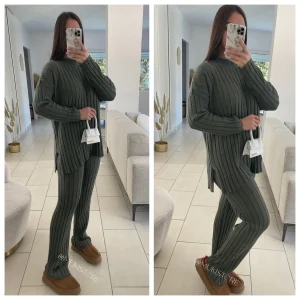 Thick Ribbed Wide Leg Set