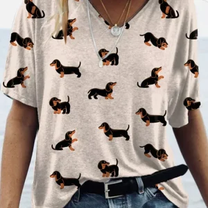 PawPrint - Dames T-shirt met Dassenhond Print | Comfortabel en Casual Shirt