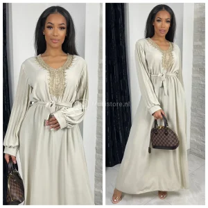 Embroidered Maxi Tie Belt Ruffle Sleeves