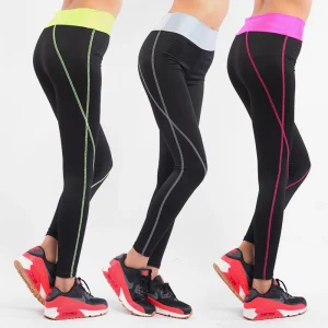 Zwarte sportlegging met gekleurde tailleband