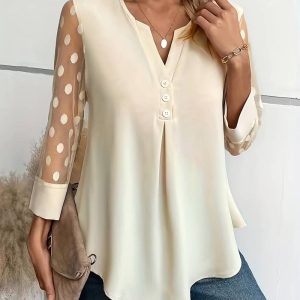 Yara - Elegante Lange Mouw Top met Subtiele Details voor Dames