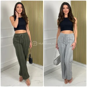 Fleece Thick Joggers Wide Leg 3 Lines