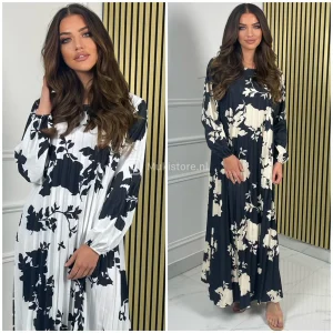 Maxi Flower Plisse Dress Oversized