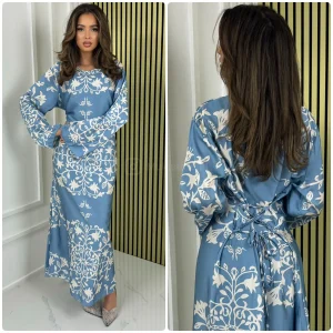 Flower Print Dress Cross Laces Waist Detail